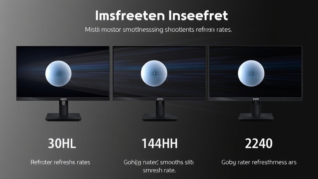서로 다른 주사율을 가진 모니터에서 움직이는 물체의 잔상을 비교하여 부드러움의 차이를 보여주는 그래픽 이미지